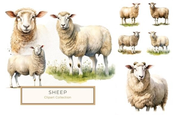 Download Rustic Watercolor Sheep Illustration - Watercolor sheep Collection