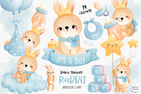Download Sleeping Baby Rabbit Clipart, Baby Boy - Premium Bundle