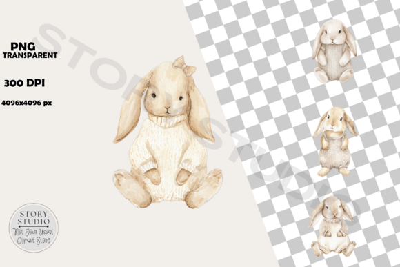 Download Cute Watercolor Baby Bunny Clipart Set - Baby bunny clipart Collection