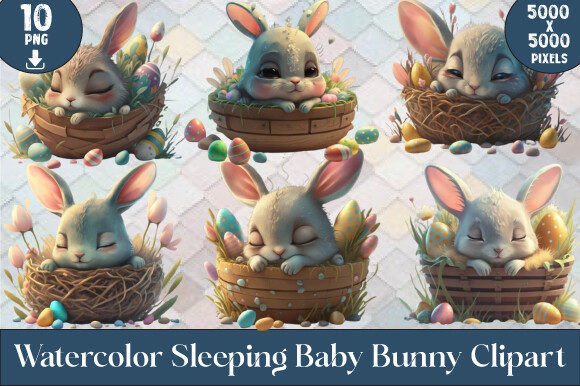 Download Watercolor Sleeping Baby Bunny Clipart - Premium Resources
