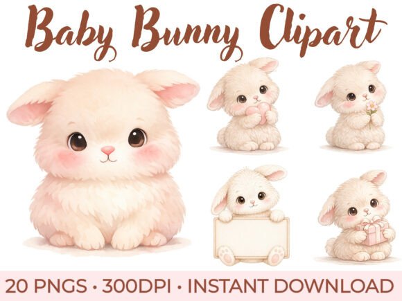 Download Baby Bunny Clipart Bundle, Bunny PNG - Premium Bundle
