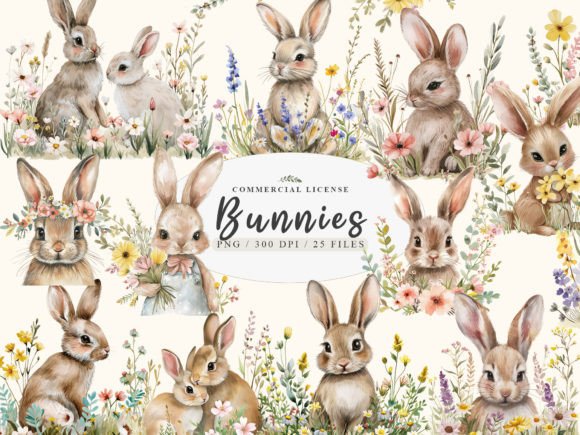 Download Baby Bunny Clipart, Floral Bunny Png - Premium Resources